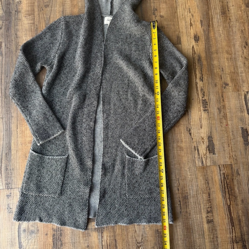 Daytrip Womens Grey/Black Marled Hooded Acrylic Cardigan Sweater Size Small - Picture 4 of 7